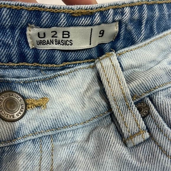 Urban Basics Jeans Straight Leg Light Wash Distressed Size 9 - Picture 3 of 3